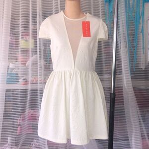 NWT Mossman Cream Floral Embossed Dress Sz 12